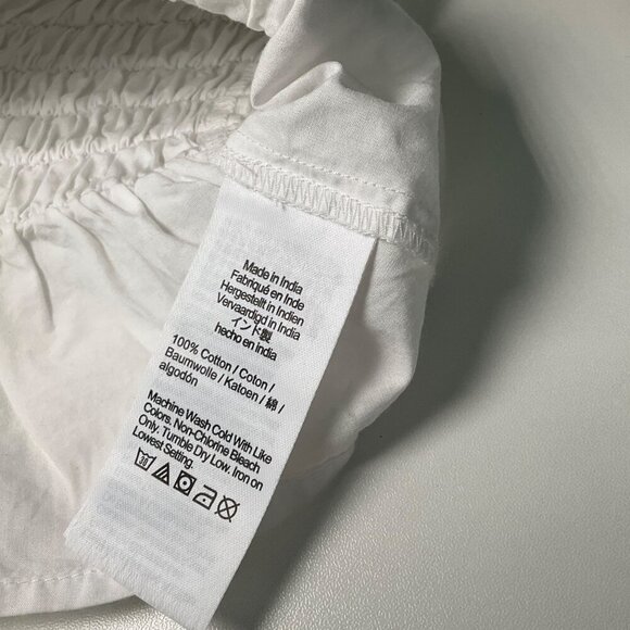Madewell White Smocked Button-Down Peplum Top Small 100% Cotton Tank READ - Picture 3 of 15